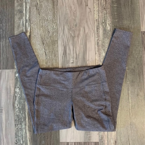 Athleta Women Chaturanga Workout Leggings Small Gray Tan Swirl Pattern High Rise - Picture 5 of 9